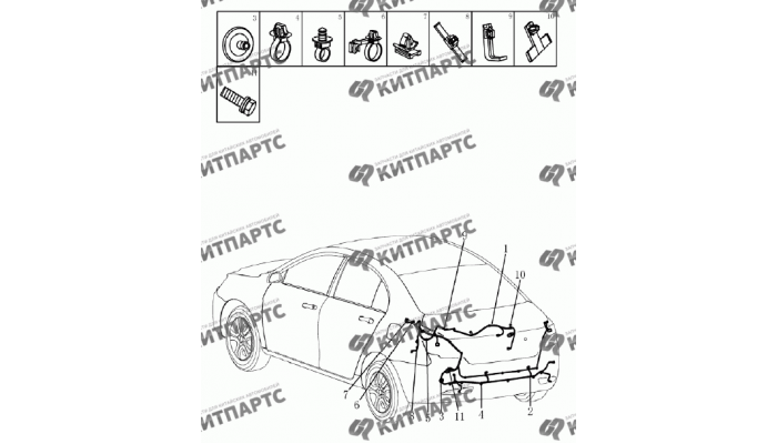 Жгут проводов задний (седан) Geely Emgrand (EC7)